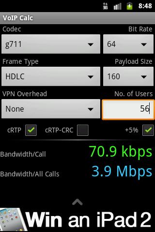 VoIP Bandwidth Calculator