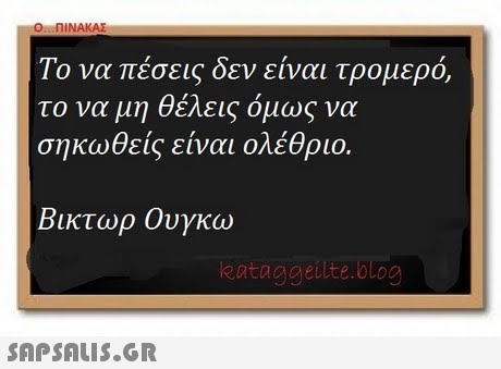 Το να πέσεις δεν είναι τρομερό το να μη θέλεις όμως να σηκωθείς είναι ολέθριο. Βικτωρ Ουγκώ kataggeilte.blog 