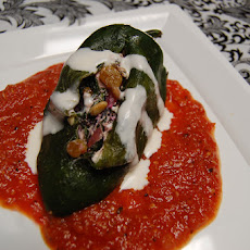 Poblanos Stuffed with Goat Cheese and Greens