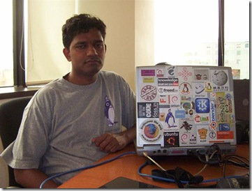 g karunakar with world's most stickered laptop (Small)