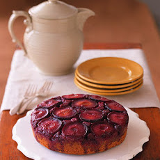 Plum and Raspberry Upside-Down Cake