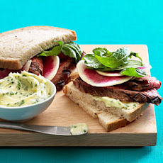 Steak and Watermelon Radish Sandwiches