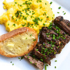 Herb-Marinated Steak and Soft Scrambled Eggs