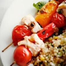 Swordfish, Bacon, and Cherry Tomato Kebabs