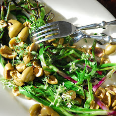 Grilled Green Onions with Picholine Olives, Lemon and Thyme