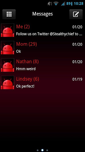 GO SMS Dark Red Theme