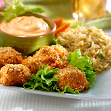 Baked Chicken Nuggets With Cheddar Broccoli Rice