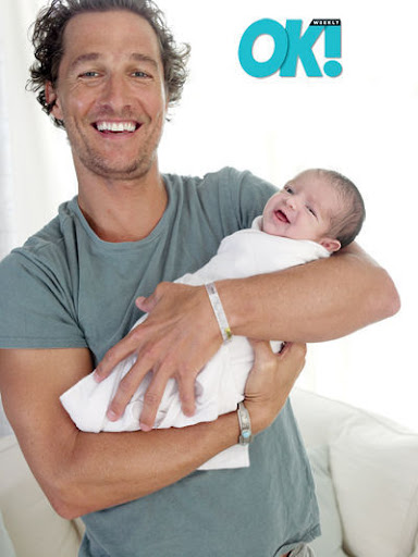 Matthew McConaughey and Camila Alves and their newborn son, Levi Alves is in OK! magazine