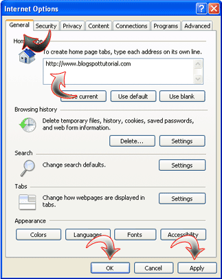 internet explorer options
