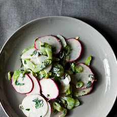 Crunchy Celery, Radishes and Turnips Salad-Slaw in Blue Cheese Sauce