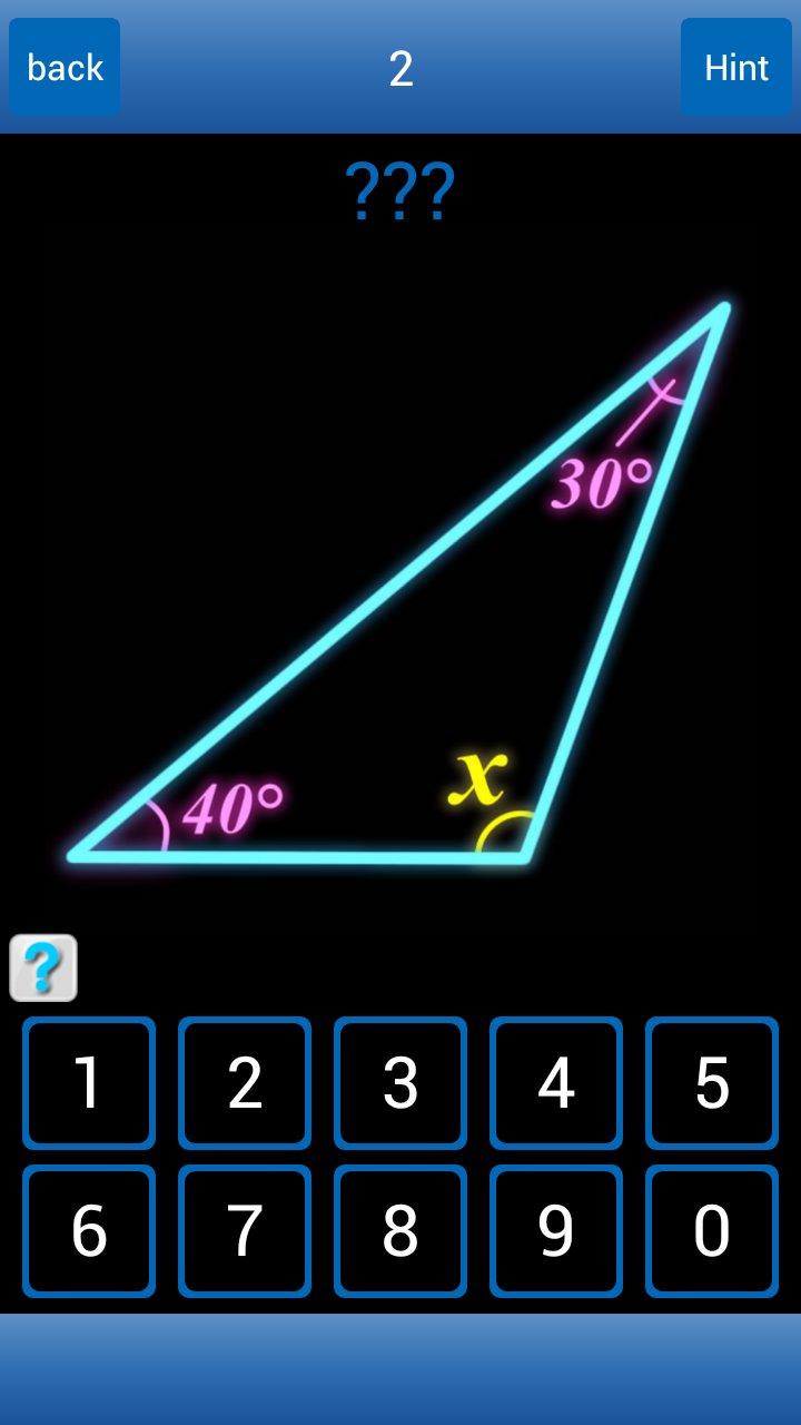 Android application Find Angles! - Math questions screenshort
