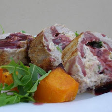 Fruit and Macadamia Stuffed Pork Loin With Port Sauce