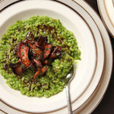 Green Risotto with Mushrooms (Vegan)