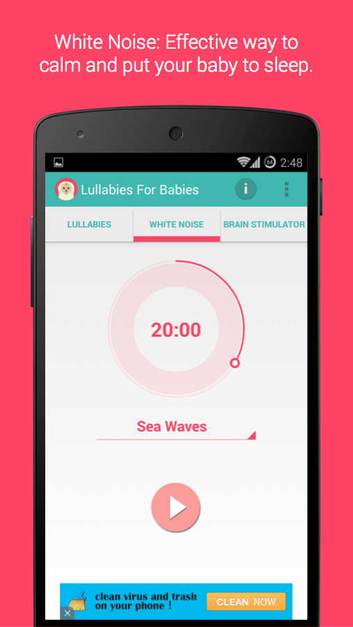 Android application Lullabies for Babies screenshort