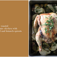 Whole Roasted Balsamic Chicken with Fennel and Brussels Sprouts