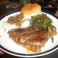 Pork steak and onions