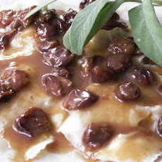 Chicken & Wild Mushroom Ravioli With Cherry Sage Sauce
