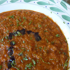 Rustic Roasted Heirloom Tomato Soup with Balsamic Vinegar and Blue Cheese