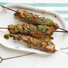 Goat Skewers with a Vinegary Herb Sauce