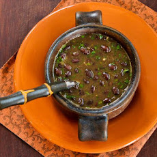 Spicy Vegan Black Bean Soup with Cilantro and Green Tabasco