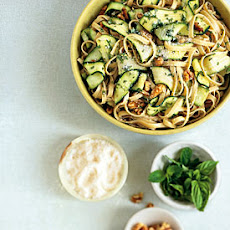 Fettuccine with Walnuts, Zucchini Ribbons, and Pecorino Romano