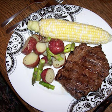 BBQ Flank Streak With Roasted Vegetables and Corn
