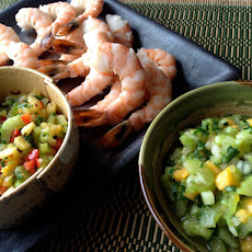 2 Celery Salsas: Mild Papaya & Spicy Pineapple with Steamed Shrimp or Tofu