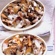Roasted Potatoes and Mushrooms with Melted Taleggio Cheese
