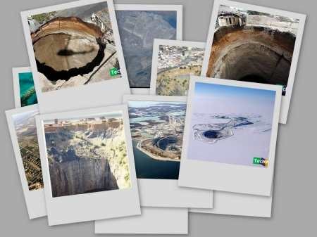 七個令人顫慄的人造巨大洞穴,米爾金剛礦場（The Mirny diamond mine）,金伯利鑽石場（The Kimberley mine）,光榮洞（The Glory Hole）,賓翰峽谷銅礦場（Bingham Canyon Mine）,藍色大洞(Great Blue Hole),Diavik 礦井（The Diavik Diamond Mine）,深陷(sinkhole)