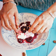 Cherries in Almond Syrup Over Greek Yogurt