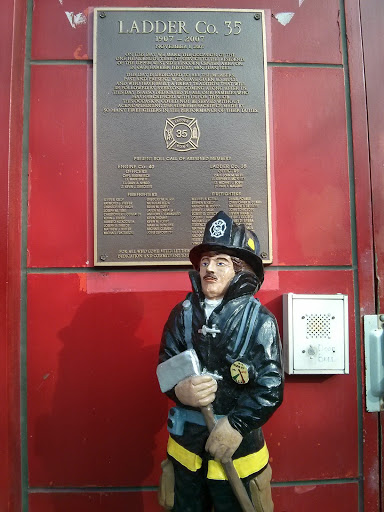 Ladder Co. 35 Memorial Plaque and Statue