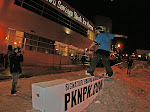 Kaylee Vennemen riding for shoptheblend.com at the Jamestown Savings Back Ice Arena's first ever Rail Jam.