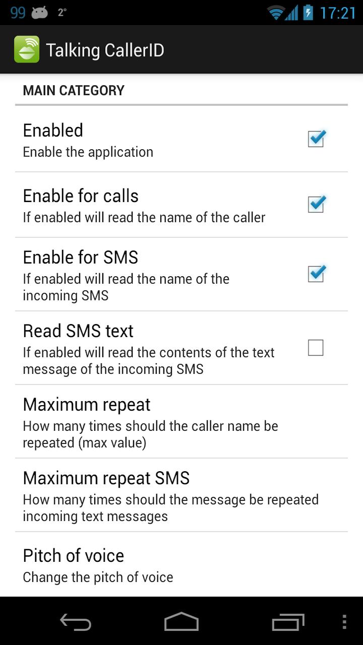 Android application Talking Caller ID Talking SMS screenshort