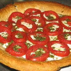 Mozzarella, Pesto and Tomato Pie