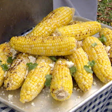 Grilled Corn on the Cob with Garlic Butter, Fresh Lime and Cotija Cheese