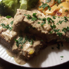 South West Meatloaf with Green Chile Herb Pepita Cream Sauce