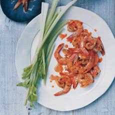 Buffalo Grilled Shrimp with Blue Cheese Dip and Celery