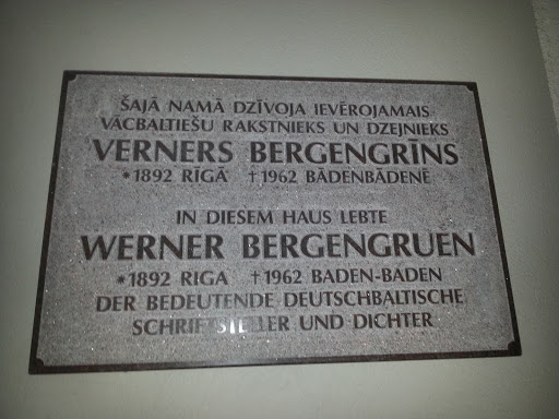 Plaque For Verners Bergengrins 