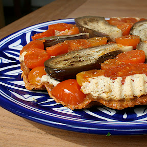 Tatin tomates aubergines tofu-cajou