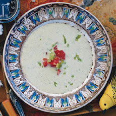 Cold Cucumber and Cubanelle Soup with Cashews and Chives