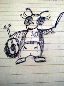 Doodle of a beetle with a fiddle.