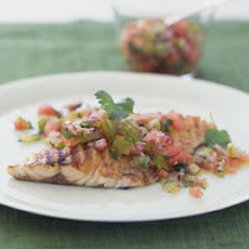 Grilled Bass with Green Tomato and Watermelon Salsa
