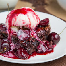 Roast Cherry Dark Chocolate Brownie Sundaes