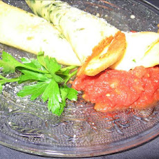 Herbed Crepes With Ricotta, Green Peppers and Tomato Sauce