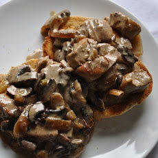 Chicken and Mushrooms on Toasts