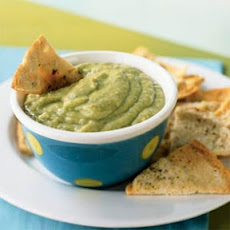 Avocado-Tomatillo Dip with Cumin Pita Chips