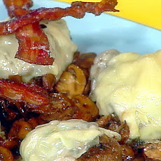 Low Carb Big Beef Bacon Cheeseburgers with Sauteed Mushrooms