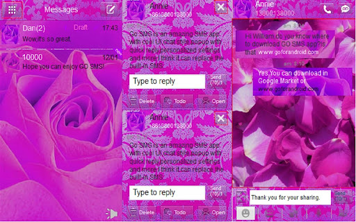 Go Sms Theme Pink Rose