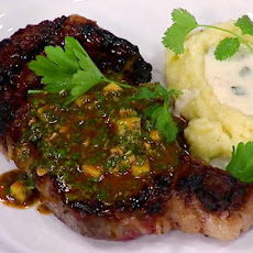 Grilled Rib Eye Steak with Mango Chimichurri