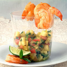 Seared Shrimp Cocktail with Tropical Chipotle-Avocado Salsa